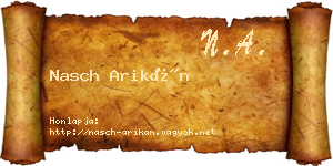 Nasch Arikán névjegykártya